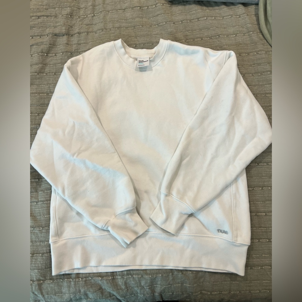 NWOT TNA Classic White Fleece Crewneck Sweater